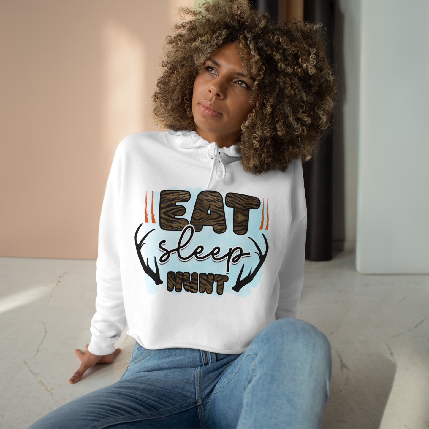 Eat Sleep Hunt Crop Hoodie