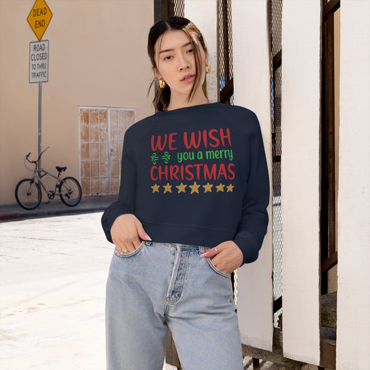 Wish You Merry Women's Cropped Fleece Pullover