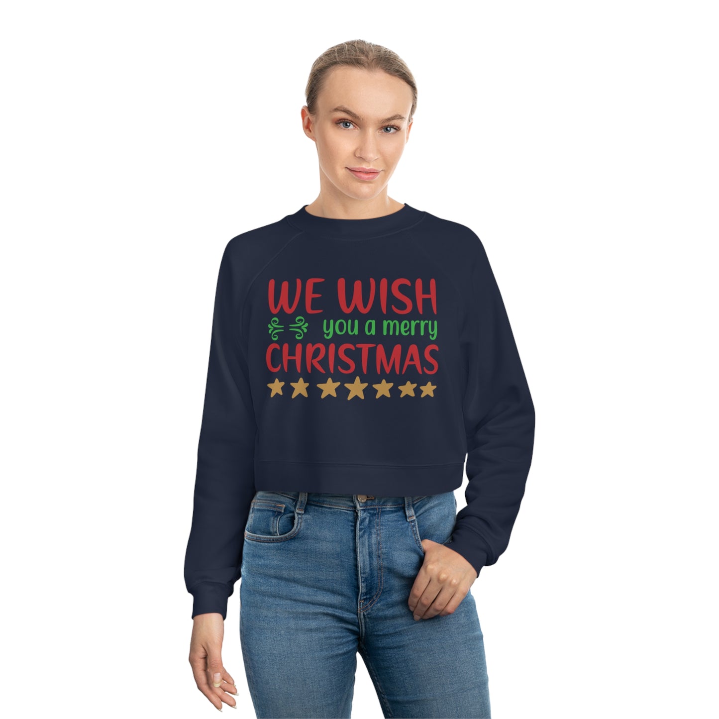 Wish You Merry Women's Cropped Fleece Pullover