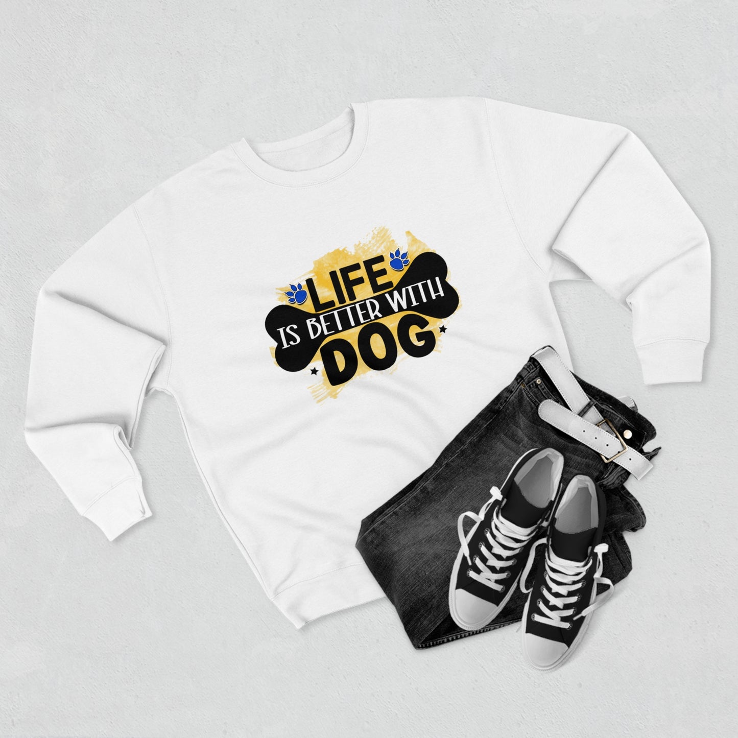 Better With Dog Unisex Premium Crewneck Sweatshirt