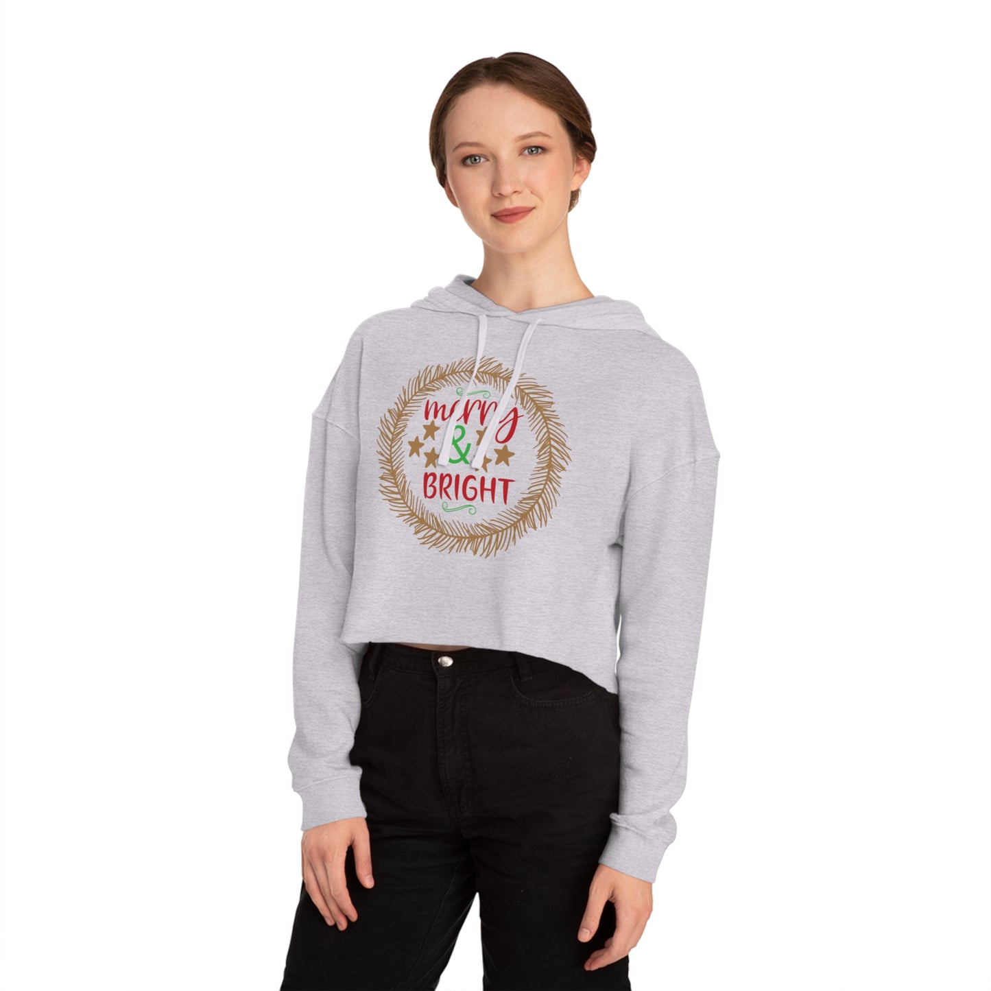 Merry and Bright Women’s Cropped Hooded Sweatshirt