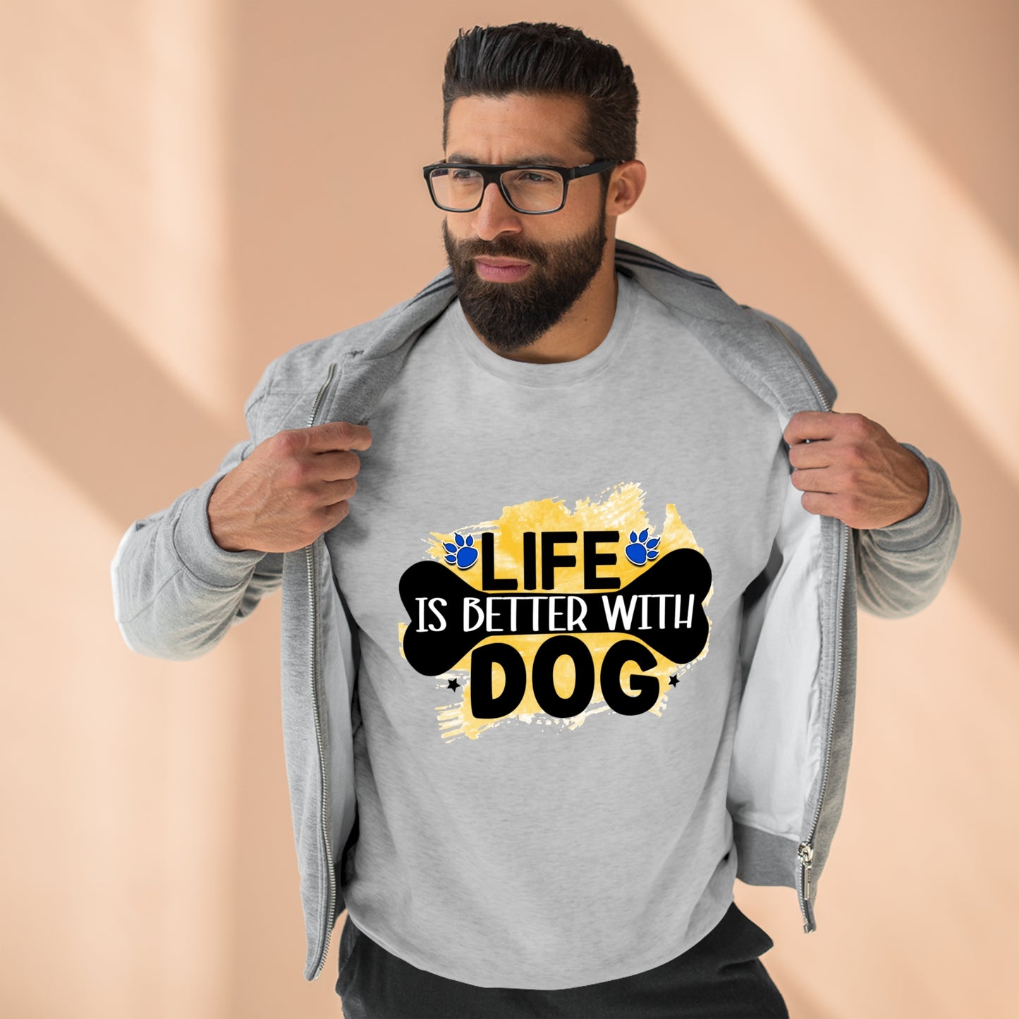 Better With Dog Unisex Premium Crewneck Sweatshirt