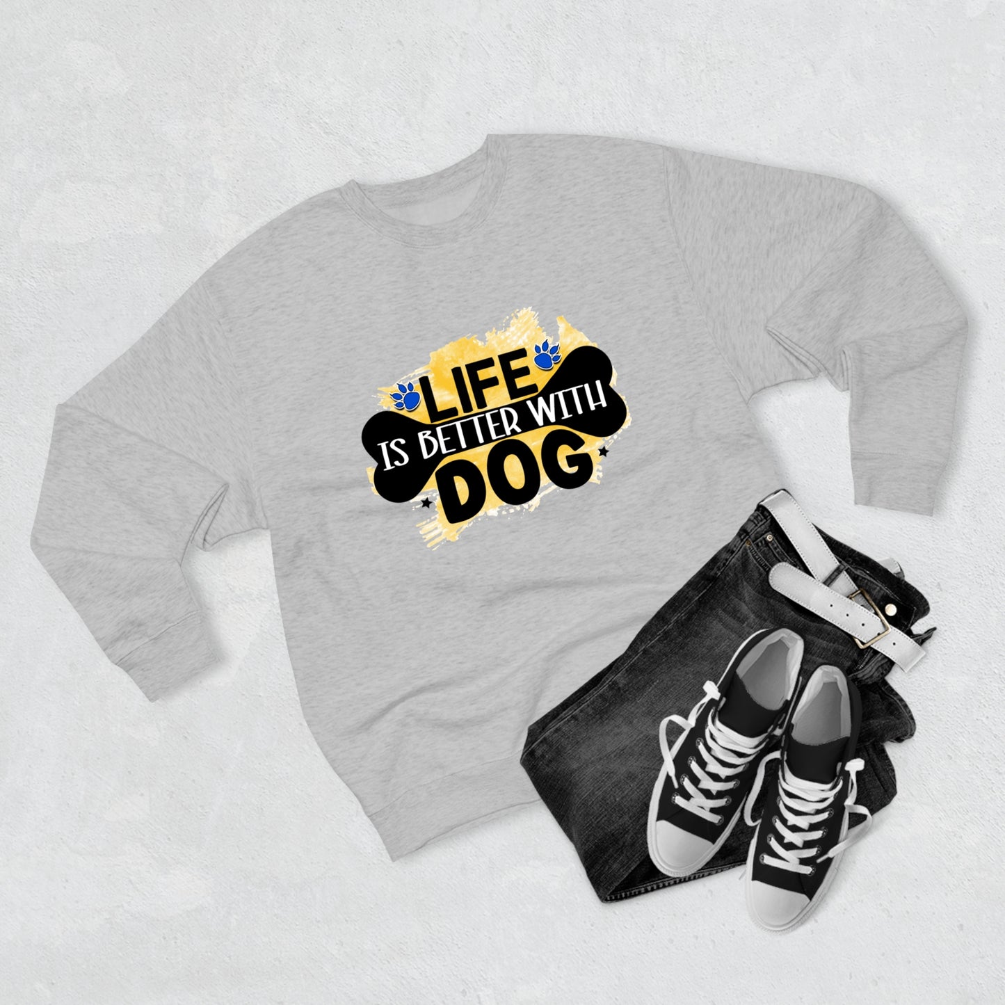 Better With Dog Unisex Premium Crewneck Sweatshirt