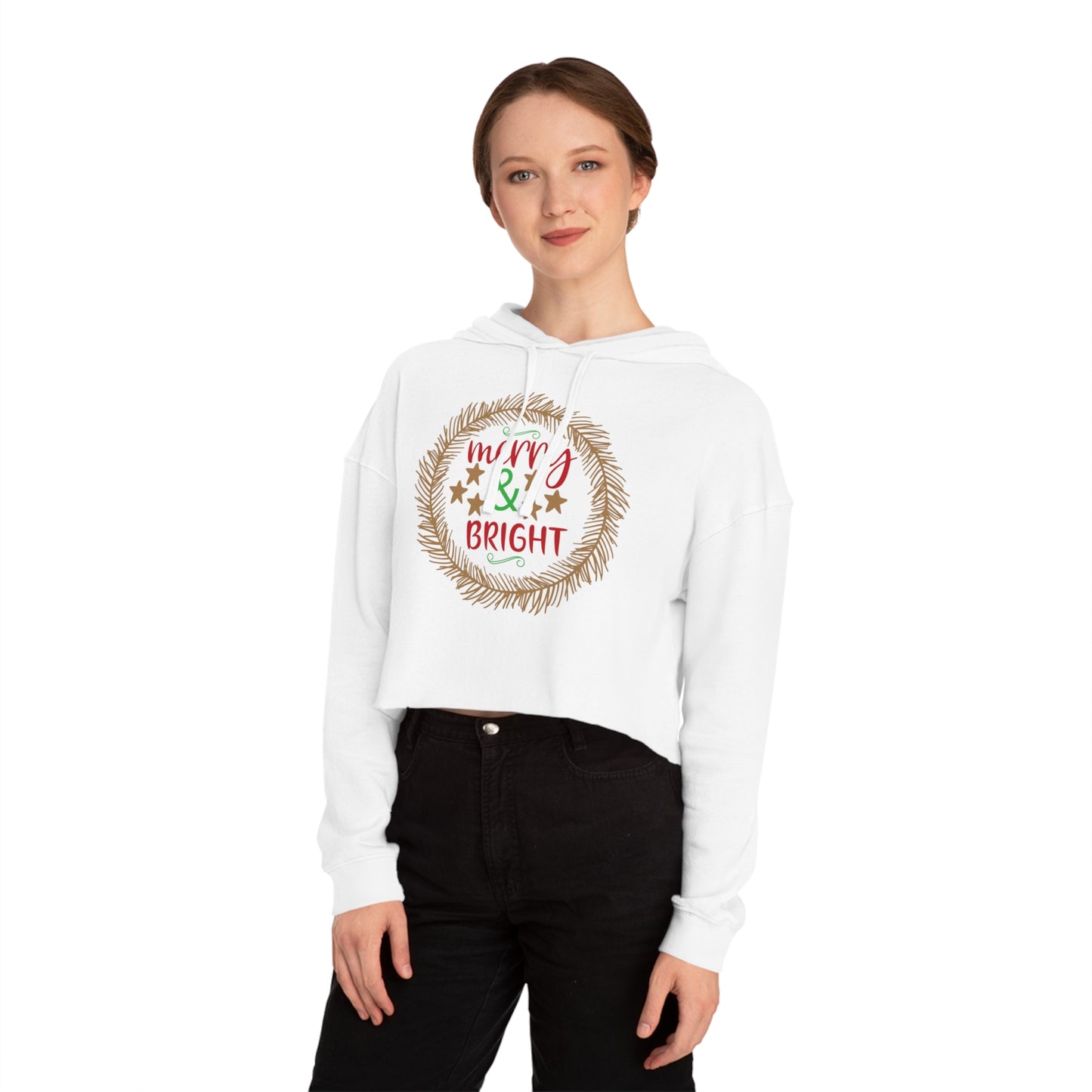 Merry and Bright Women’s Cropped Hooded Sweatshirt