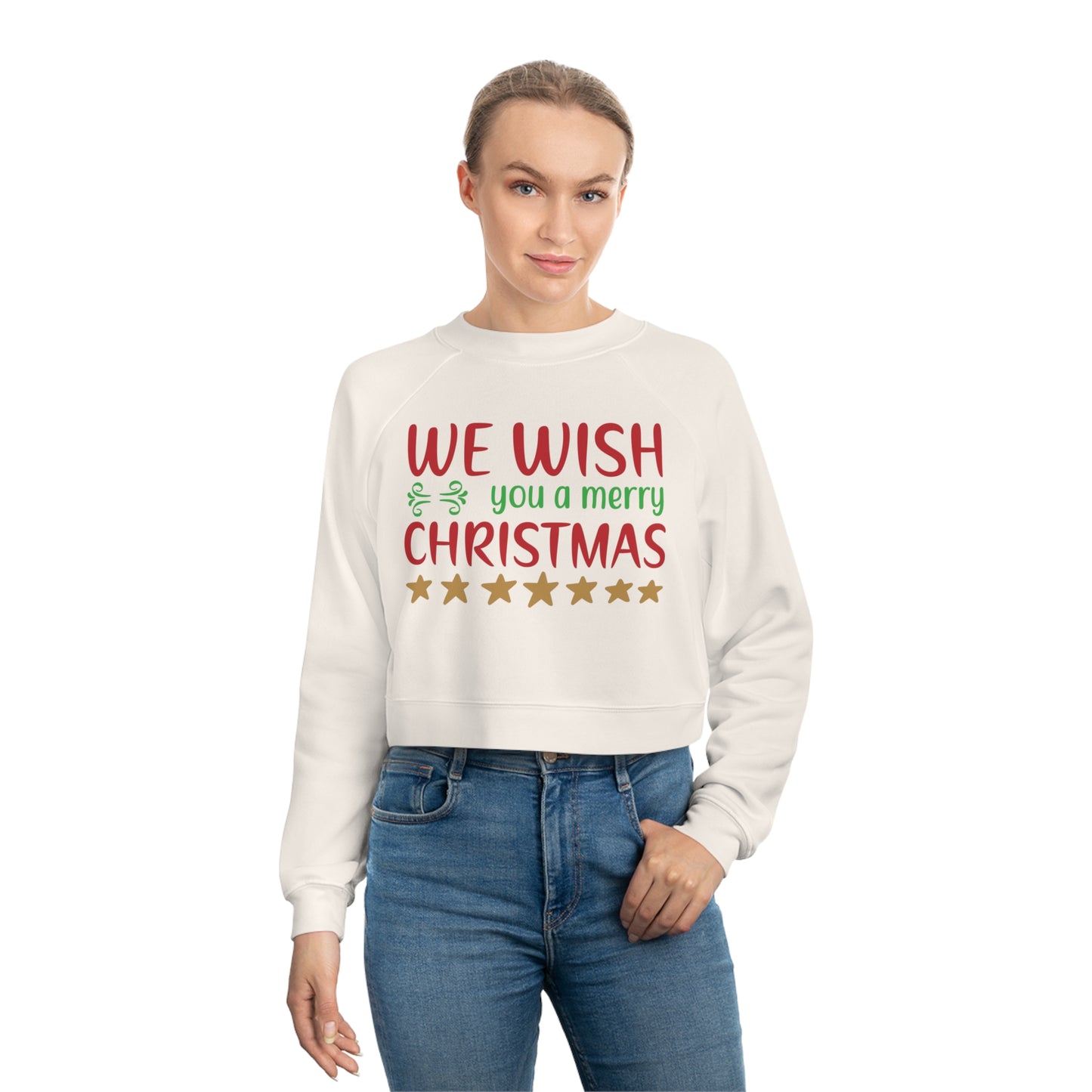 Wish You Merry Women's Cropped Fleece Pullover